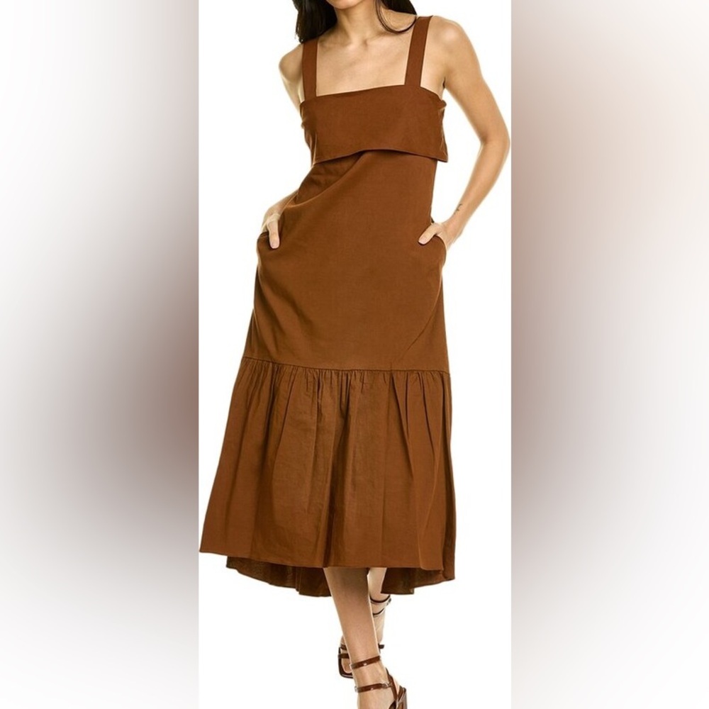 Theory cognac eco crunch waist dress new $395